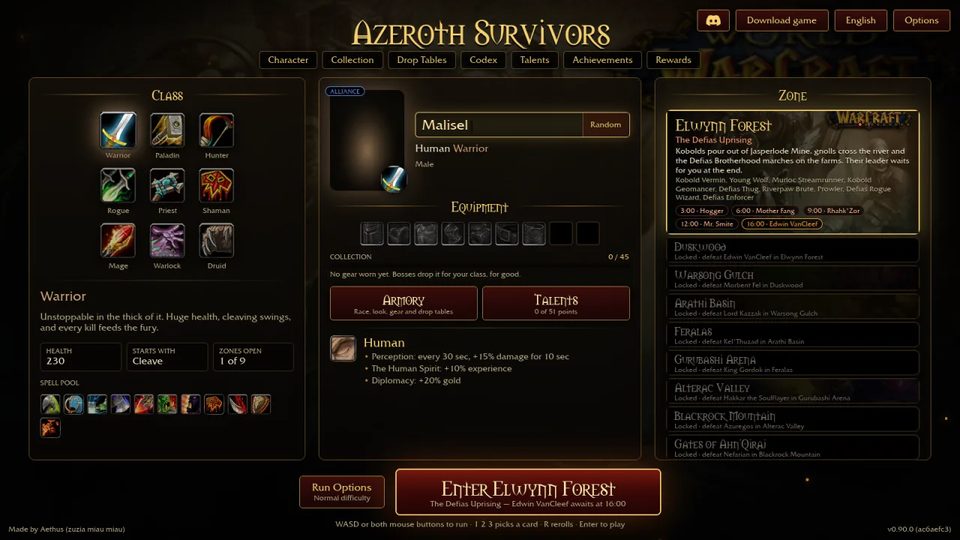 Azeroth Survivors — The pick screen